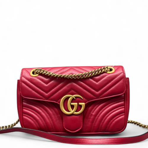 Gucci Chevron Small GG Marmont Calfskin Red