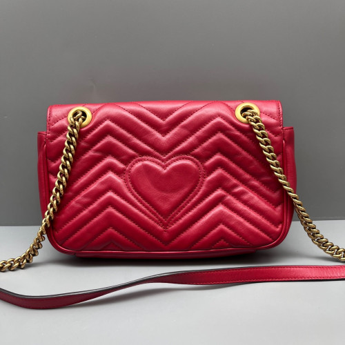 Gucci Chevron Small GG Marmont Calfskin Red
