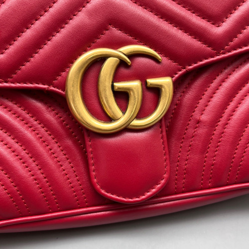 Gucci Chevron Small GG Marmont Calfskin Red