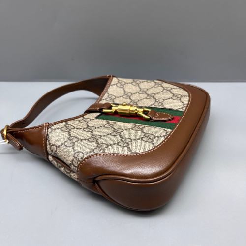 Gucci Web Mini Jackie 1961 Hobo GG Supreme Monogram Beige Brown Green Gucci Web Mini Jackie 1961 Hobo GG Supreme Monogram Beige Brown Green