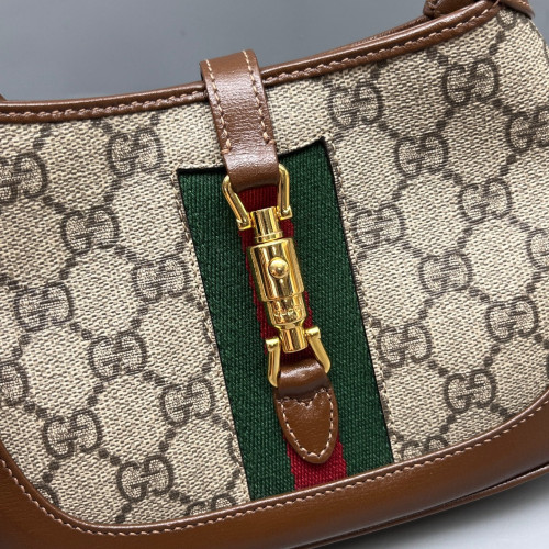 Gucci Web Mini Jackie 1961 Hobo GG Supreme Monogram Beige Brown Green Gucci Web Mini Jackie 1961 Hobo GG Supreme Monogram Beige Brown Green