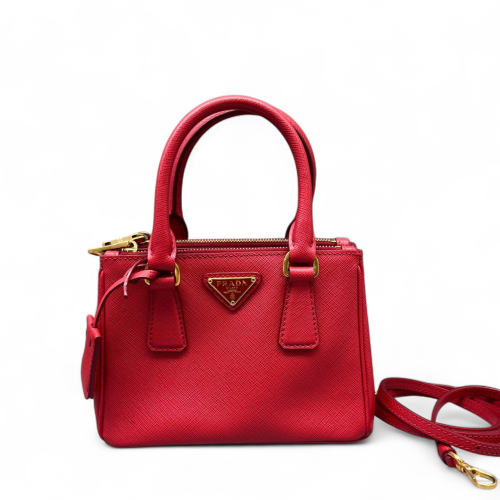 Prada Mini Galleria Double Zip Tote Saffiano Calfskin Red