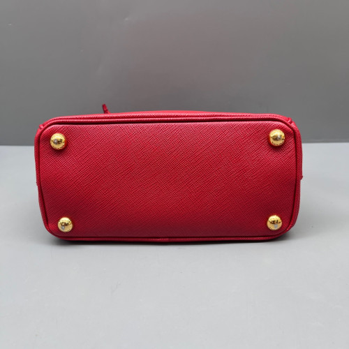 Prada Mini Galleria Double Zip Tote Saffiano Calfskin Red