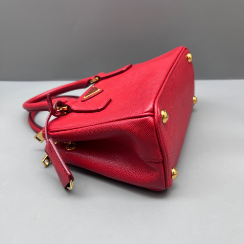 Prada Mini Galleria Double Zip Tote Saffiano Calfskin Red
