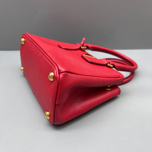 Prada Mini Galleria Double Zip Tote Saffiano Calfskin Red