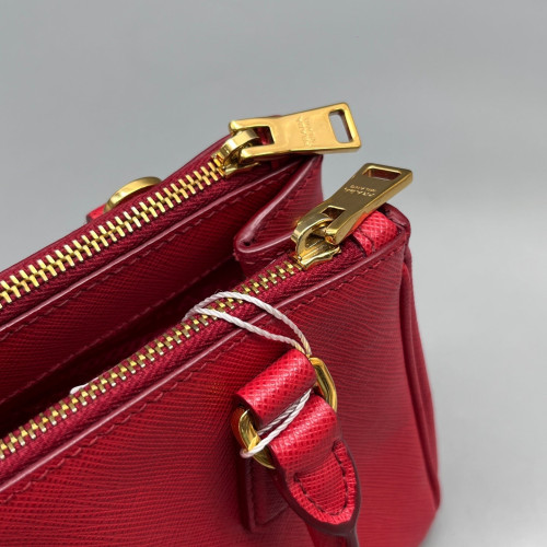 Prada Mini Galleria Double Zip Tote Saffiano Calfskin Red