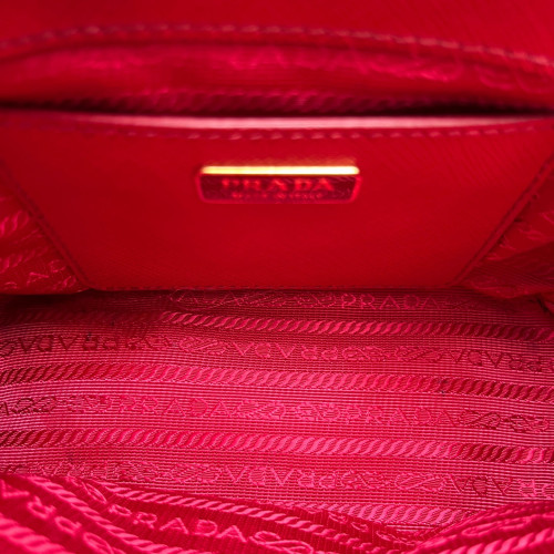 Prada Mini Galleria Double Zip Tote Saffiano Calfskin Red