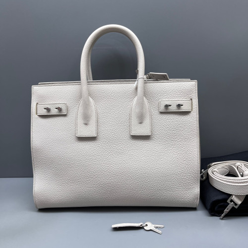 Yves Saint Laurent Small Sac De Jour Grained Calfskin White