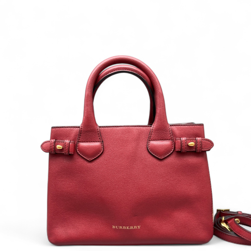 Burberry Small Banner Tote Calfskin House Check Red Beige Black