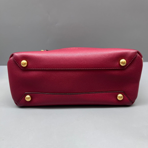 Burberry Small Banner Tote Calfskin House Check Red Beige Black