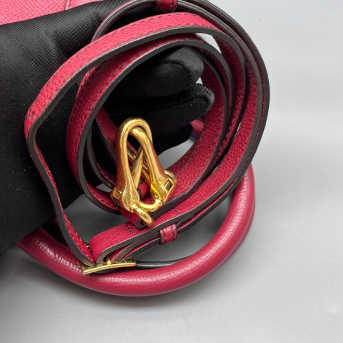 Burberry Small Banner Tote Calfskin House Check Red Beige Black