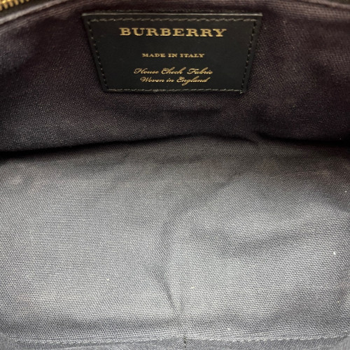 Burberry Small Banner Tote Calfskin House Check Red Beige Black