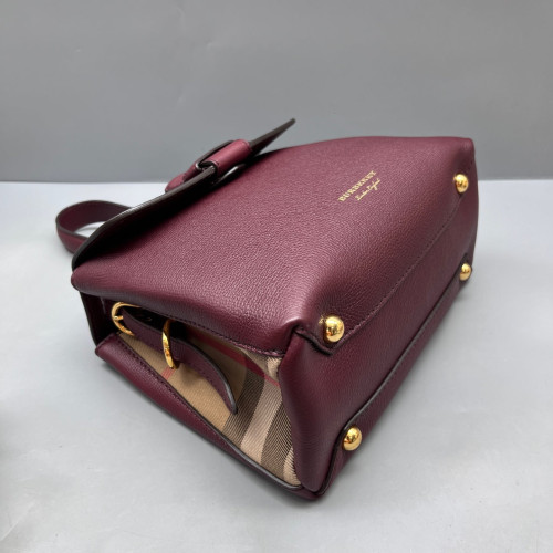 Burberry Small Camberley Calfskin House Check Burgundy Black Beige