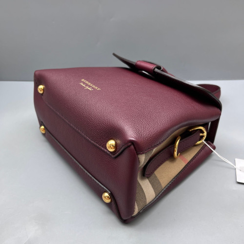 Burberry Small Camberley Calfskin House Check Burgundy Black Beige