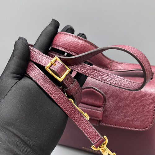 Burberry Small Camberley Calfskin House Check Burgundy Black Beige