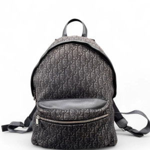 Dior Cannage Stitch Rider Backpack Canvas Black Grey