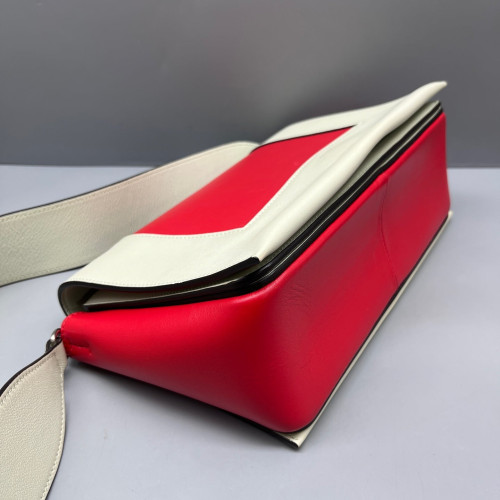 Celine Medium Frame Shoulder Bag Calfskin Red White