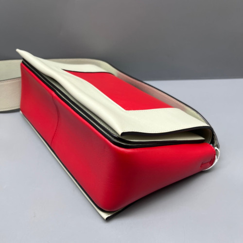 Celine Medium Frame Shoulder Bag Calfskin Red White