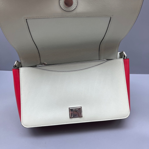 Celine Medium Frame Shoulder Bag Calfskin Red White