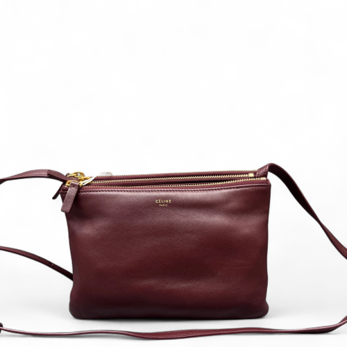 Celine Small Trio Calfskin Burgundy