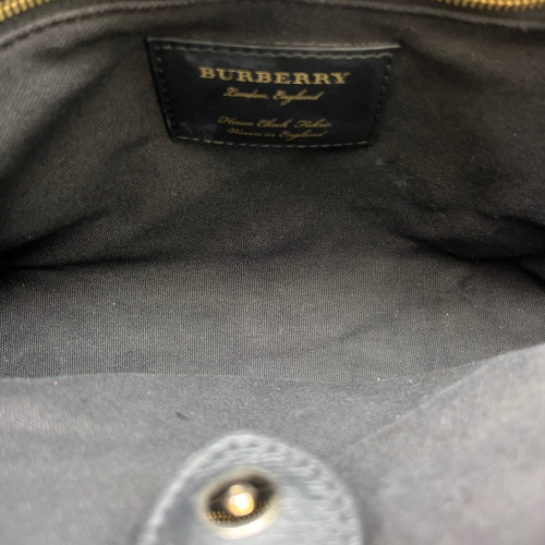 Burberry Studded Medium Banner Tote Calfskin House Check Black Beige Red