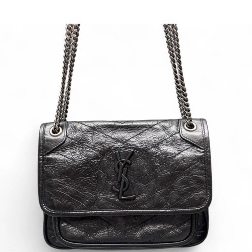 Yves Saint Laurent Baby Niki Chain Pull Up Leather Black