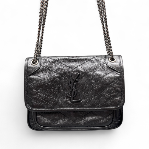 Yves Saint Laurent Baby Niki Chain Pull Up Leather Black