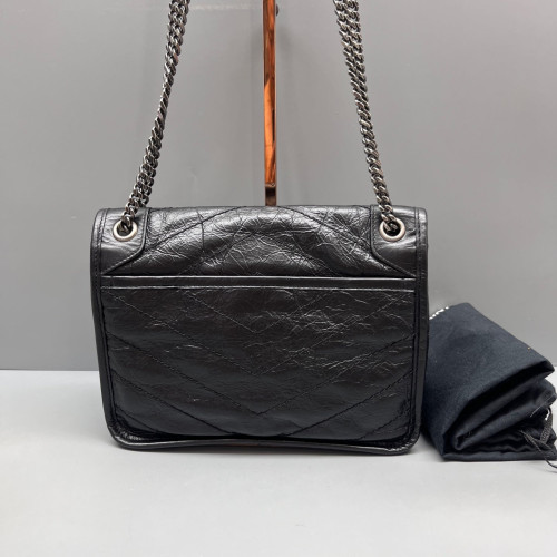 Yves Saint Laurent Baby Niki Chain Pull Up Leather Black