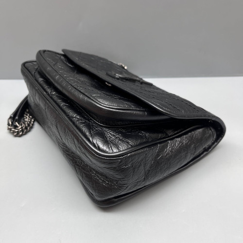 Yves Saint Laurent Baby Niki Chain Pull Up Leather Black
