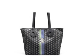 Moynat Tote Bag Toile 1920 Monogram Calfskin Black Green Blue