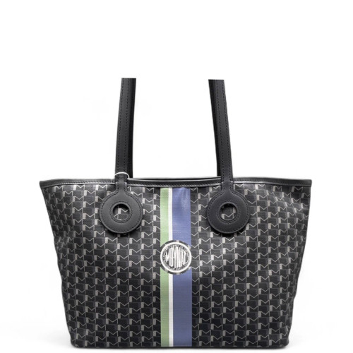 Moynat Tote Bag Toile 1920 Monogram Calfskin Black Green Blue Moynat Tote Bag Toile 1920 Monogram Calfskin Black Green Blue