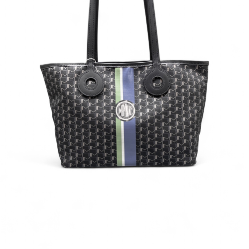 Moynat Tote Bag Toile 1920 Monogram Calfskin Black Green Blue Moynat Tote Bag Toile 1920 Monogram Calfskin Black Green Blue