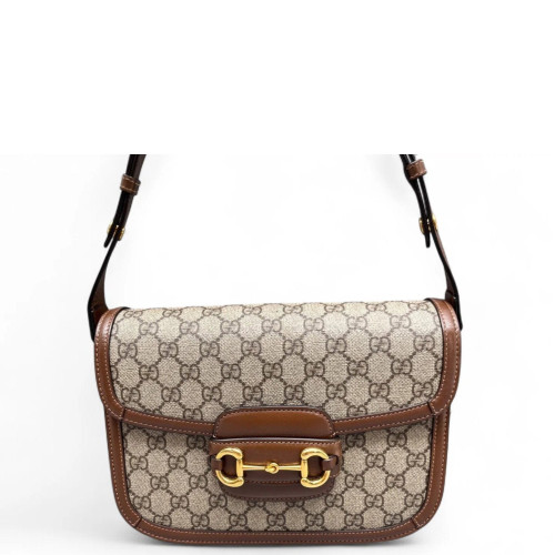Gucci Small Horsebit 1955 GG Supreme Monogram Calfskin Beige Brown