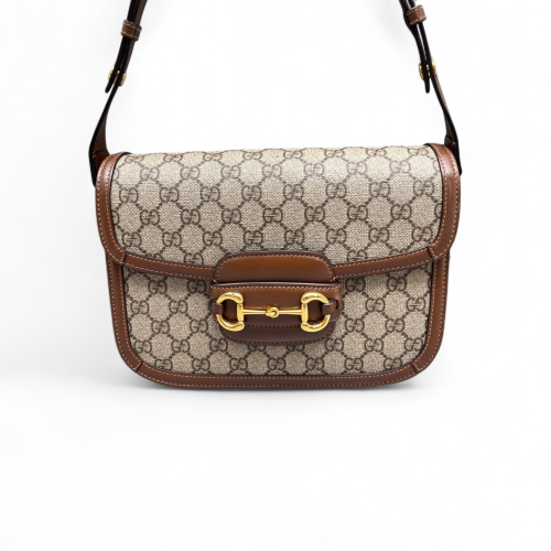 Gucci Small Horsebit 1955 GG Supreme Monogram Calfskin Beige Brown