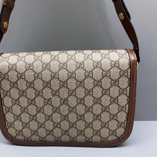 Gucci Small Horsebit 1955 GG Supreme Monogram Calfskin Beige Brown