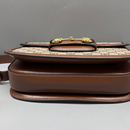 Gucci Small Horsebit 1955 GG Supreme Monogram Calfskin Beige Brown
