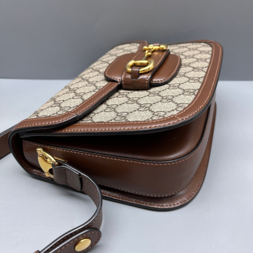 Gucci Small Horsebit 1955 GG Supreme Monogram Calfskin Beige Brown