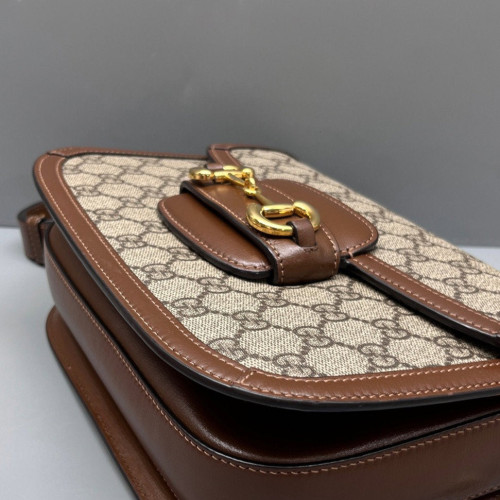 Gucci Small Horsebit 1955 GG Supreme Monogram Calfskin Beige Brown