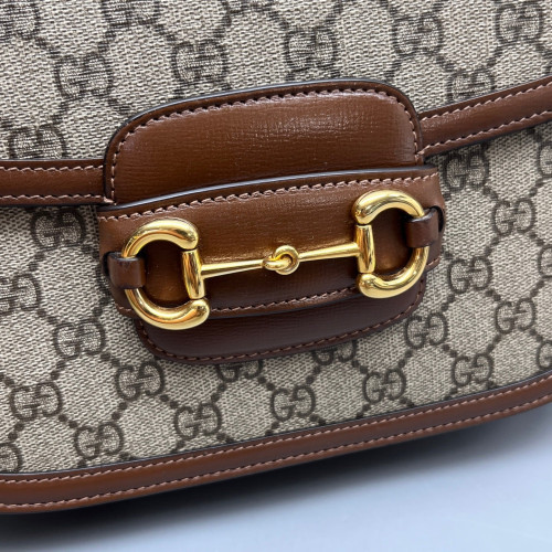 Gucci Small Horsebit 1955 GG Supreme Monogram Calfskin Beige Brown