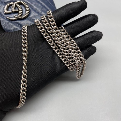 Gucci Diamante Mini GG Marmont Bucket Bag Calfskin White Dark Blue
