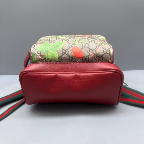 Gucci Flora Backpack GG Supreme Monogram Beige Red Green