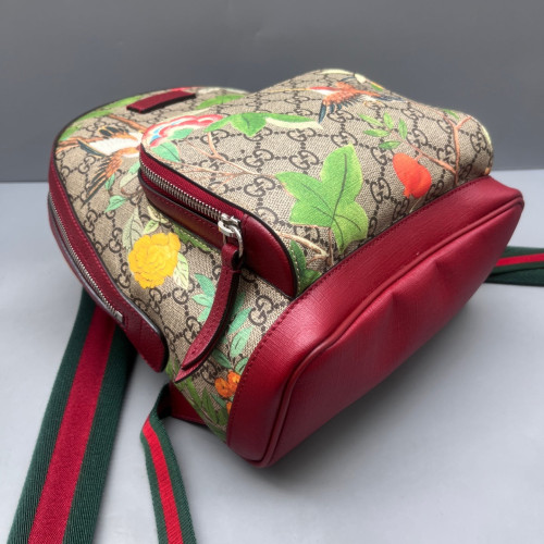 Gucci Flora Backpack GG Supreme Monogram Beige Red Green