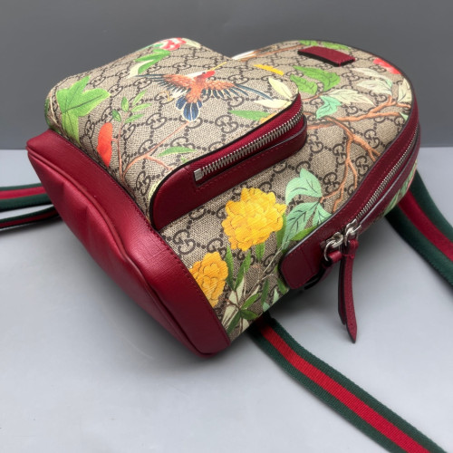 Gucci Flora Backpack GG Supreme Monogram Beige Red Green