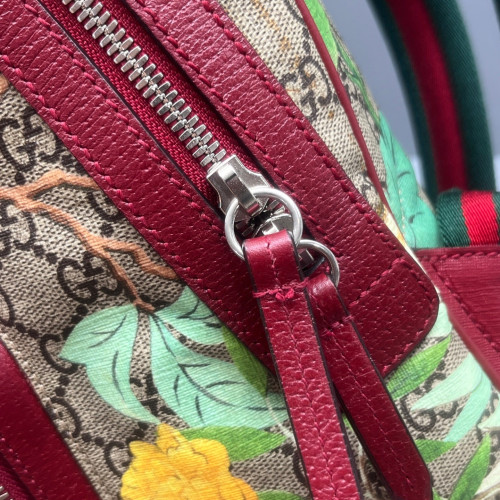 Gucci Flora Backpack GG Supreme Monogram Beige Red Green