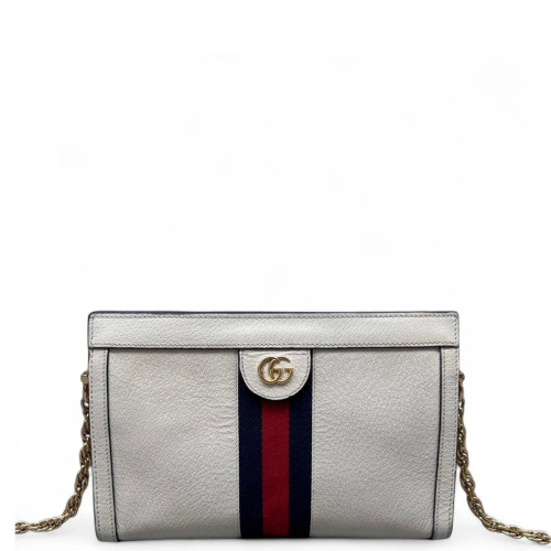 Gucci Small Ophidia Chain Shoulder Bag Calfskin White