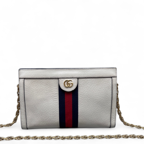 Gucci Small Ophidia Chain Shoulder Bag Calfskin White