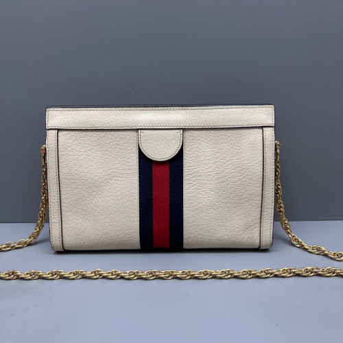 Gucci Small Ophidia Chain Shoulder Bag Calfskin White