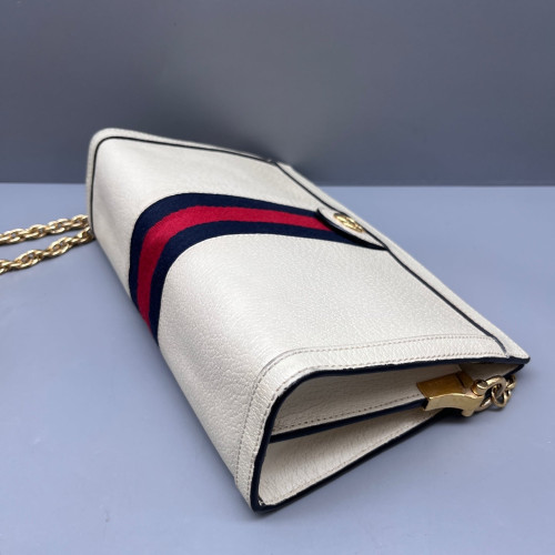 Gucci Small Ophidia Chain Shoulder Bag Calfskin White