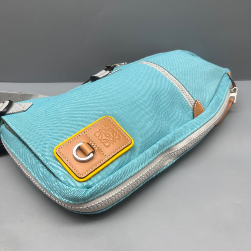 Loewe Bumbag Canvas Blue Brown Green Loewe Bumbag Canvas Blue Brown Green