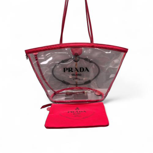 Prada Tote Bag PVC Calfskin Clear Red